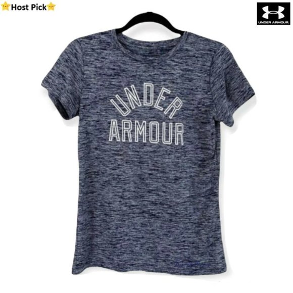 Under Armour Other - UNDER ARMOUR Performance Logo Tee Short Sleeved Blue Girls Size XL/14 - EUC